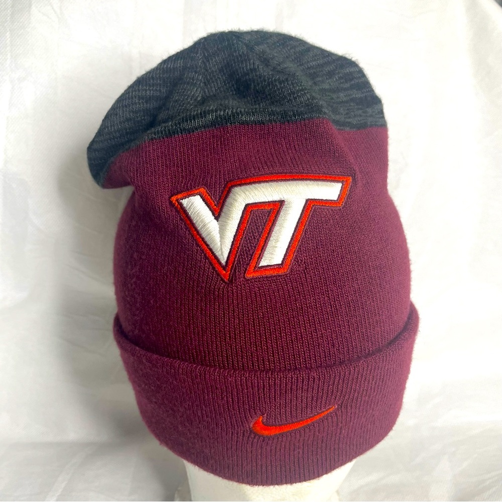 Nike VT Virginia Tech Hokies Beanie Hat Cap One Size Maroon & Carbon Top F6 ASH